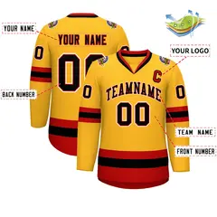 Gold Black Red-White Classic Hockey Jersey 2