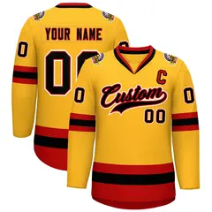 Gold Black Red-White Classic Hockey Jersey 1