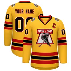 Gold Black Red-White Classic Hockey Jersey 1