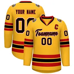 Gold Black Red-White Classic Hockey Jersey 1