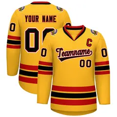 Gold Black Red-White Classic Hockey Jersey