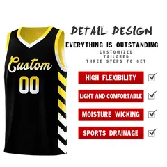 Gold Black Reversible Basketball Kits - Side Arrow Black White Gradient 3