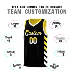 Gold Black Reversible Basketball Kits - Side Arrow Black White Gradient 4