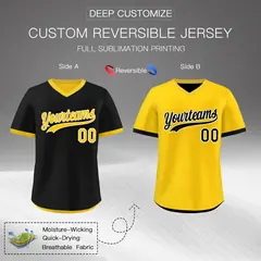 Gold Black Reversible Pullover Baseball Jersey 2