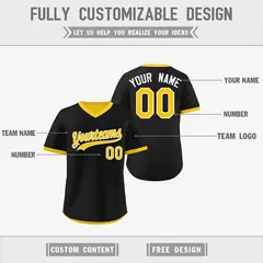 Gold Black Reversible Pullover Baseball Jersey 3