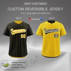 Gold Black Reversible Stripe Baseball Jersey 2