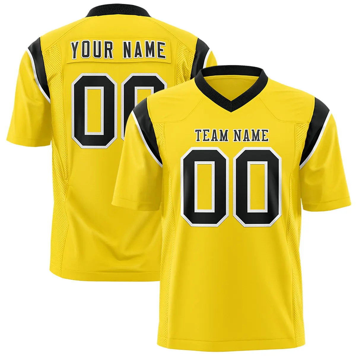 Gold Black Shoulder Cut Two-Tone Flag Football Jersey