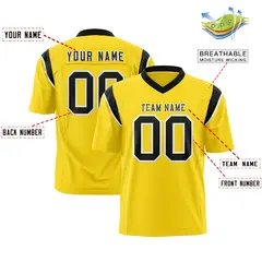 Gold Black Shoulder Cut Two-Tone Flag Football Jersey 2