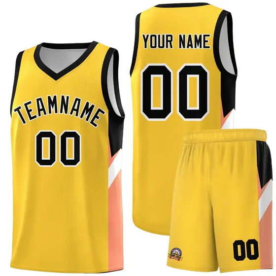 Gold Black Side Design Basketball Uniform Jersey