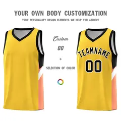 Gold Black Side Design Basketball Uniform Jersey 3
