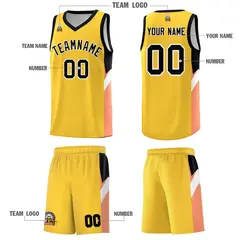 Gold Black Side Design Basketball Uniform Jersey 5