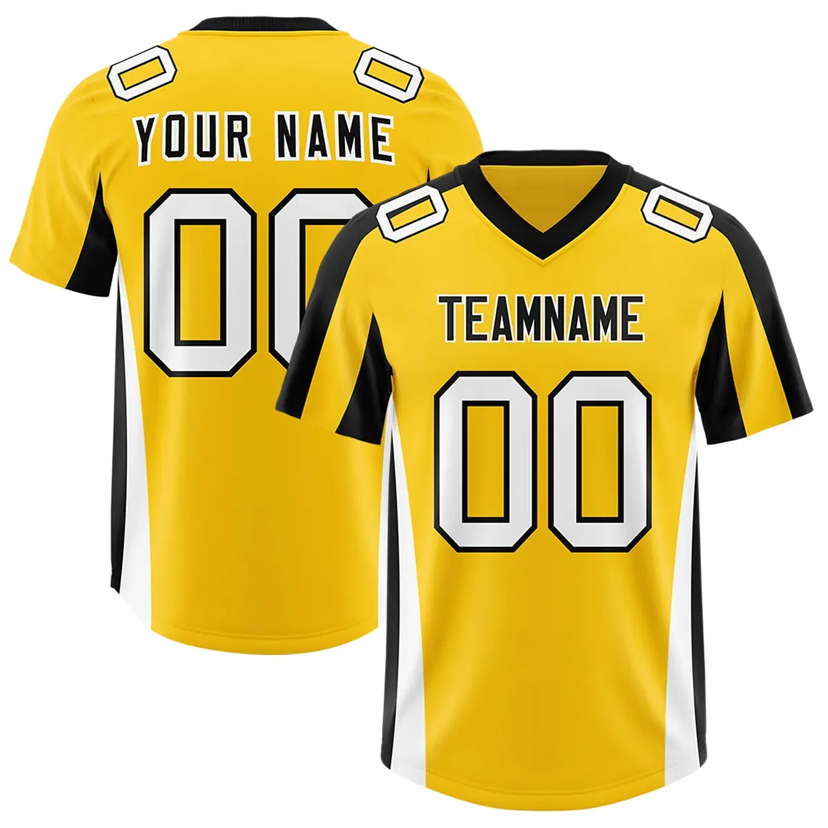 Gold Black Side Stripe Athletic Football Jersey