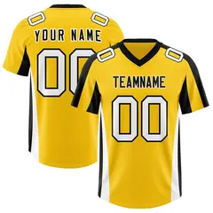 Gold Black Side Stripe Athletic Football Jersey 1