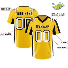 Gold Black Side Stripe Athletic Football Jersey 2