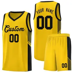 Gold Black Side Stripe Sports Uniform Basketball Jersey