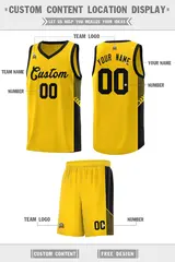 Gold Black Side Stripe Sports Uniform Basketball Jersey 2