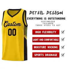 Gold Black Side Stripe Sports Uniform Basketball Jersey 5