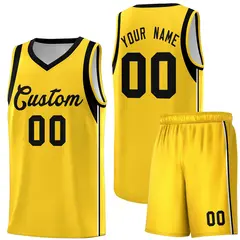 Gold Black Sleeve Color Blocking Classic Basketball Jersey 1