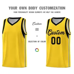 Gold Black Sleeve Color Blocking Classic Basketball Jersey 3