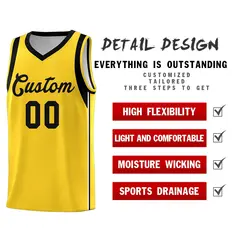 Gold Black Sleeve Color Blocking Classic Basketball Jersey 5