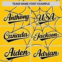 Gold Black Spider Web Raglan Authentic Baseball Jersey 3