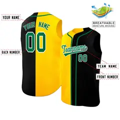 Gold Black Split-Design Authentic Sleeveless Baseball Jersey 2