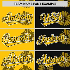 Gold Black Split Flower Graffiti Authentic Baseball Jersey 3