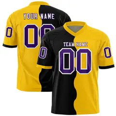 Gold Black Split Mesh Authentic Football Jersey