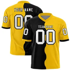 Gold Black Split Mesh Authentic Football Jersey 1