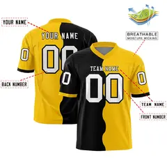 Gold Black Split Mesh Authentic Football Jersey 2