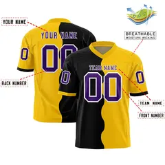 Gold Black Split Mesh Authentic Football Jersey 2