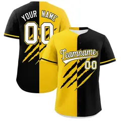 Gold Black Split Tiger Claw Scratch Baseball Jersey 1
