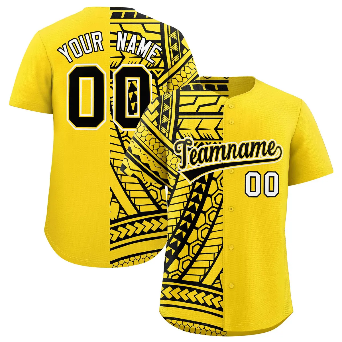 Gold Black Split Tribal Baseball Jersey