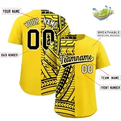 Gold Black Split Tribal Baseball Jersey 2