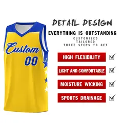 Gold Black Star Color Block Two Tone Side Basketball Jersey 2