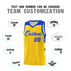 Gold Black Star Color Block Two Tone Side Basketball Jersey 4