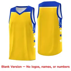 Gold Black Star Color Block Two Tone Side Basketball Jersey 6