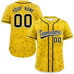 Gold Black Star Graffiti Pattern Authentic Baseball Jersey 1
