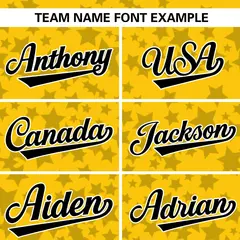 Gold Black Star Graffiti Pattern Authentic Baseball Jersey 3