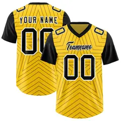 Gold Black Star Pattern Raglan Authentic Football Jersey