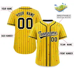 Gold Black Star Pattern Stripe Authentic Baseball Jersey 2