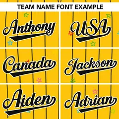 Gold Black Star Pattern Stripe Authentic Baseball Jersey 3
