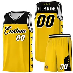 Gold Black Star Pattern Team Basketball Jersey 1