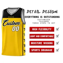 Gold Black Star Pattern Team Basketball Jersey 2