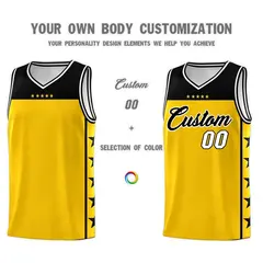 Gold Black Star Pattern Team Basketball Jersey 3
