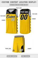 Gold Black Star Pattern Team Basketball Jersey 5