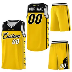 Gold Black Star Pattern Team Basketball Jersey 6