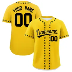 Gold Black Star Ribbing Authentic Baseball Jersey 1