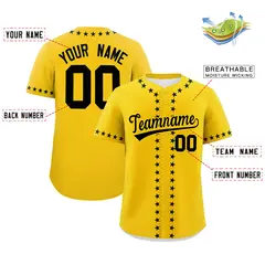 Gold Black Star Ribbing Authentic Baseball Jersey 2