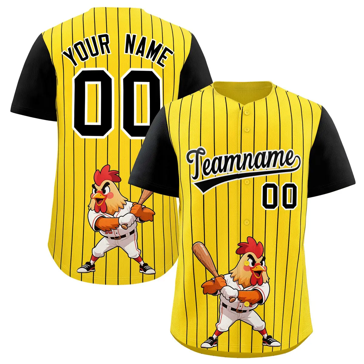 Gold Black Stripe Animals Graffiti Raglan Baseball Jersey